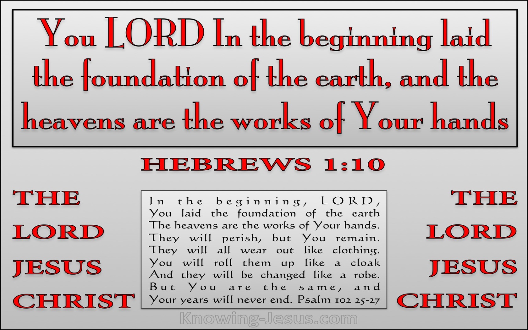 Hebrews 1:10 The Lord Laid The Foundation Of The Earth (red)